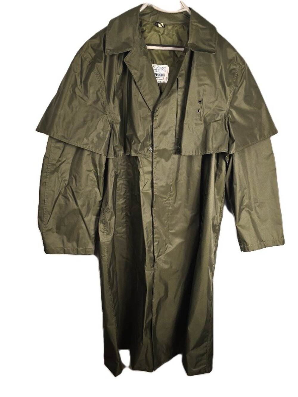 Vintage Nylolite Blauer Raincoat Trench Coat Mens 40R Army Green Military Nylon